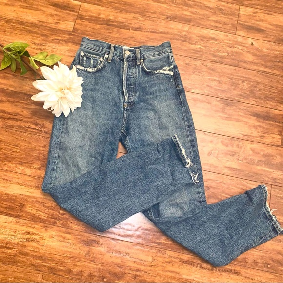 👖 AGOLDE 90s HIGH WAISTED DENIM BLUE JEANS ARITIZIA: SIZE 22 - Picture 2 of 9